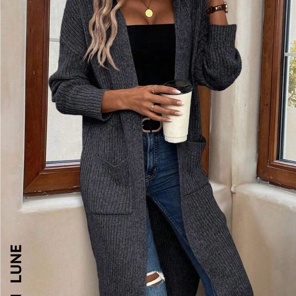 Women's Gray Hooded Sweater - Picture 2 of 6